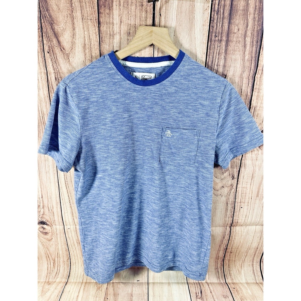 Original Penquin Mens MED Tshirt Short Sleeve Blue Crew Neck Pocket‎ Logo